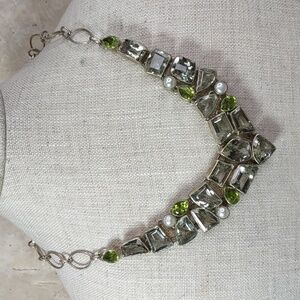 Artisan Crafted Gemstone Chevron Bib Necklace